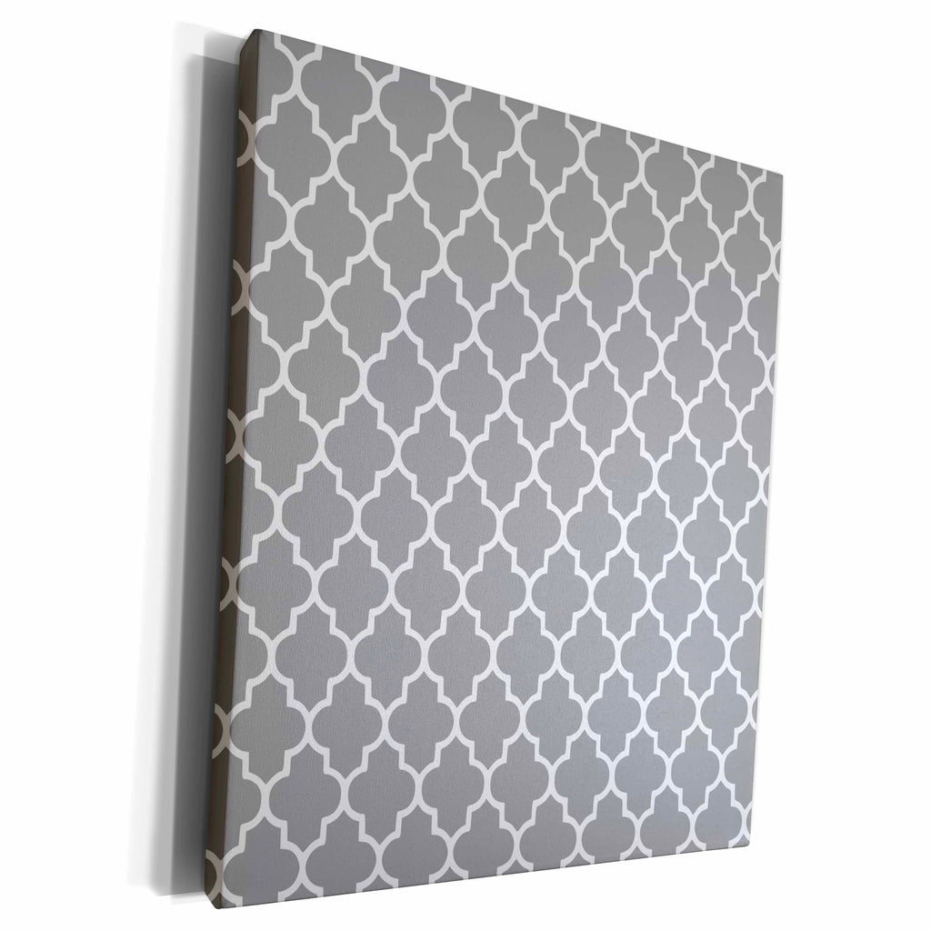 3dRose Dark Gray Quatrefoil Pattern - Grey Moroccan Tiles -... - Museum Grade Canvas Wrap (cw_120259)