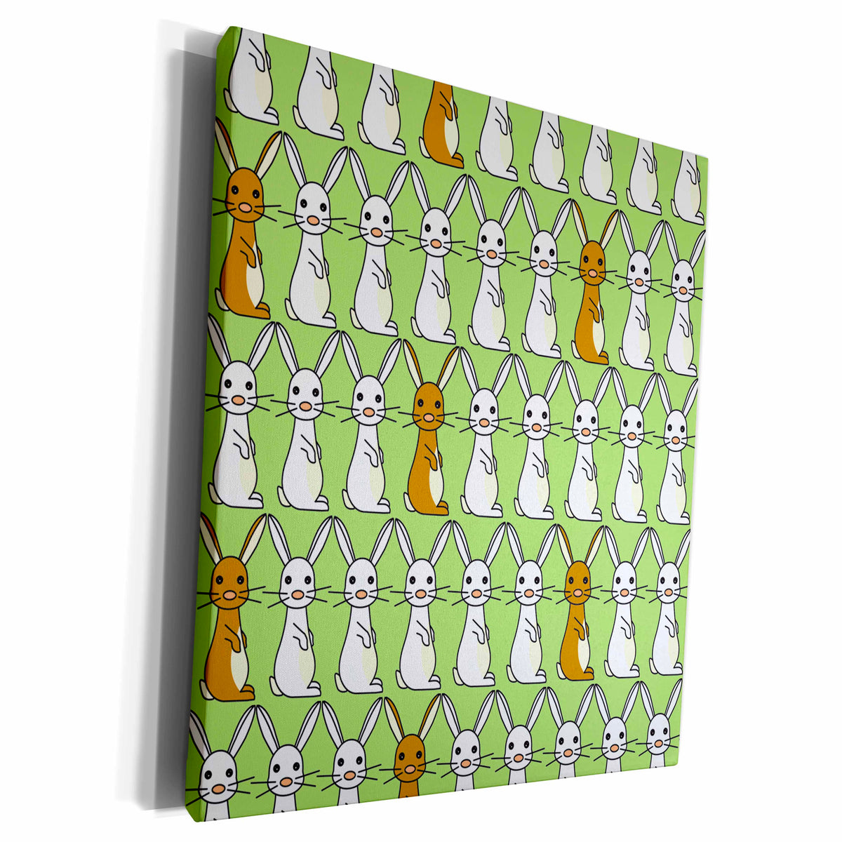3dRose Cute Bunny Parade Green - Museum Grade Canvas Wrap (cw_12159)