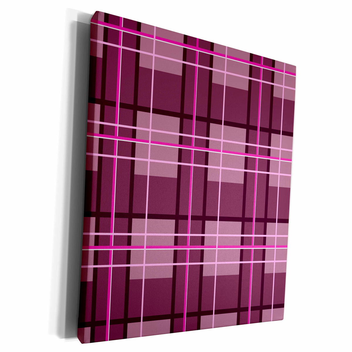 3dRose Purple Plaid Print - Museum Grade Canvas Wrap (cw_12163)