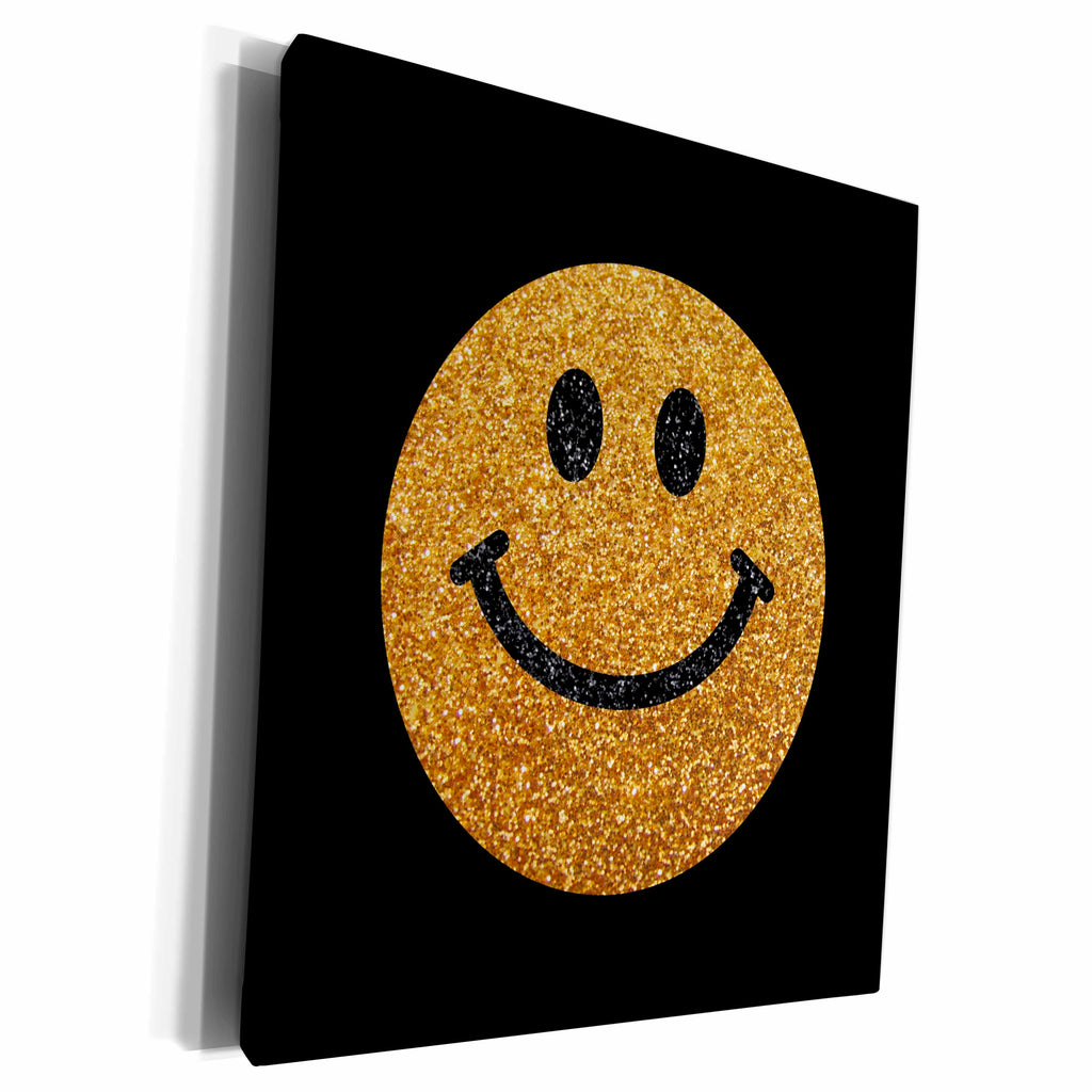 3dRose Gold smiling face glitter texture graphic - not... - Museum Grade Canvas Wrap (cw_123161)