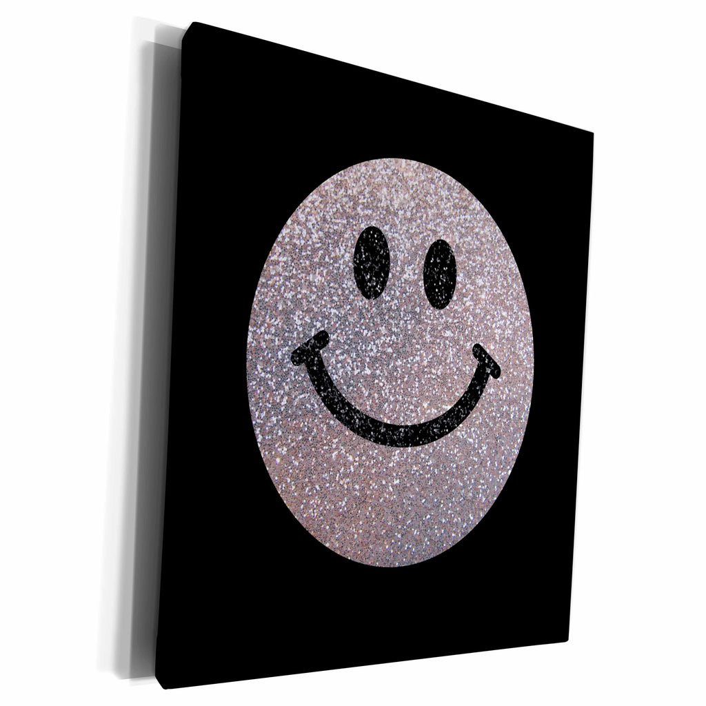 3dRose Silver smiling face glitter texture graphic - not... - Museum Grade Canvas Wrap (cw_123163)
