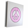 3dRose Pink Zebra Print Peace Sign Girly Chic - Museum Grade Canvas Wrap (cw_123725)