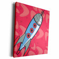 3dRose TNMGraphics Retro Designs - Totally Retro Rocket - Museum Grade Canvas Wrap (cw_124161)