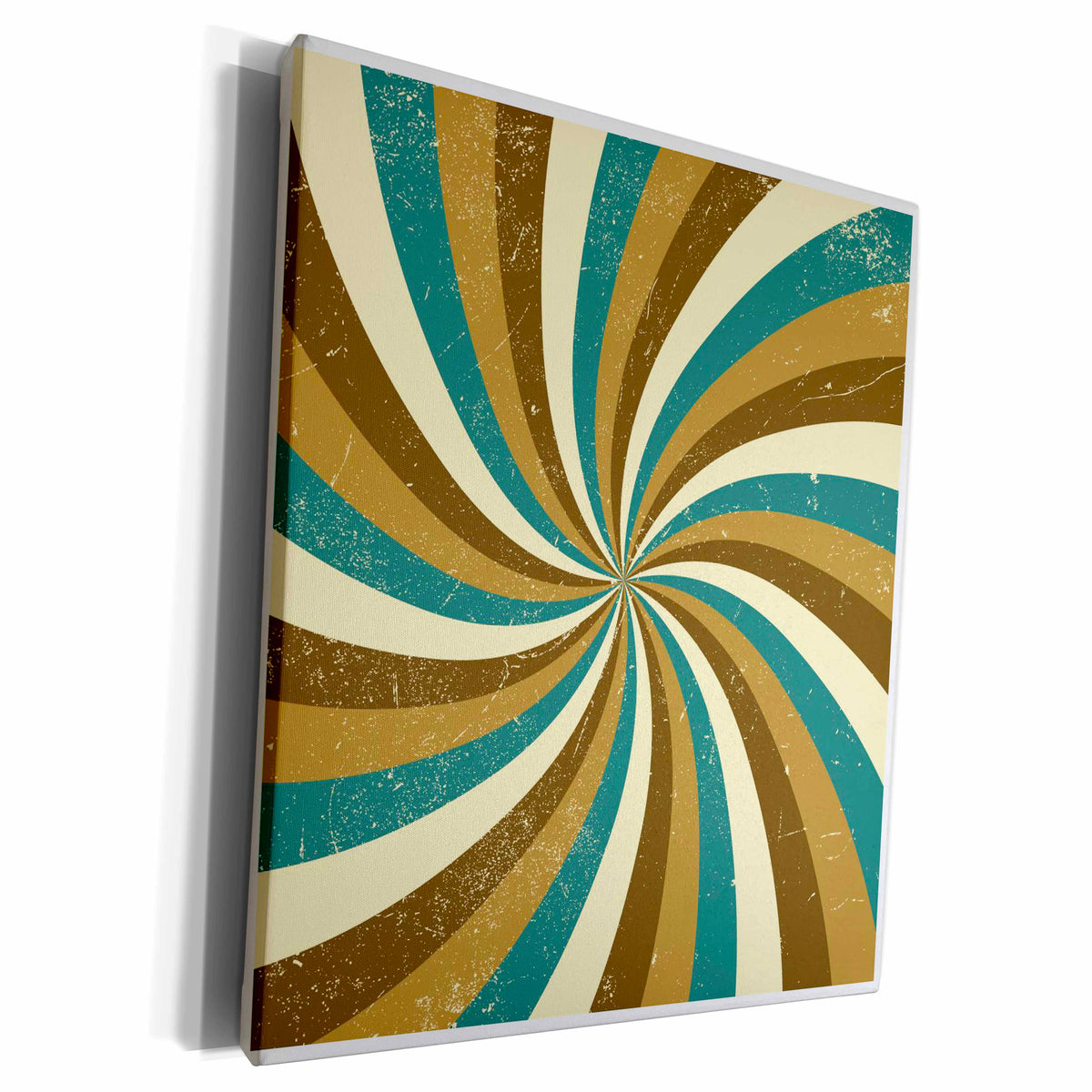 3dRose Distressed Brown and Teal Twisted Rays - Museum Grade Canvas Wrap (cw_124215)