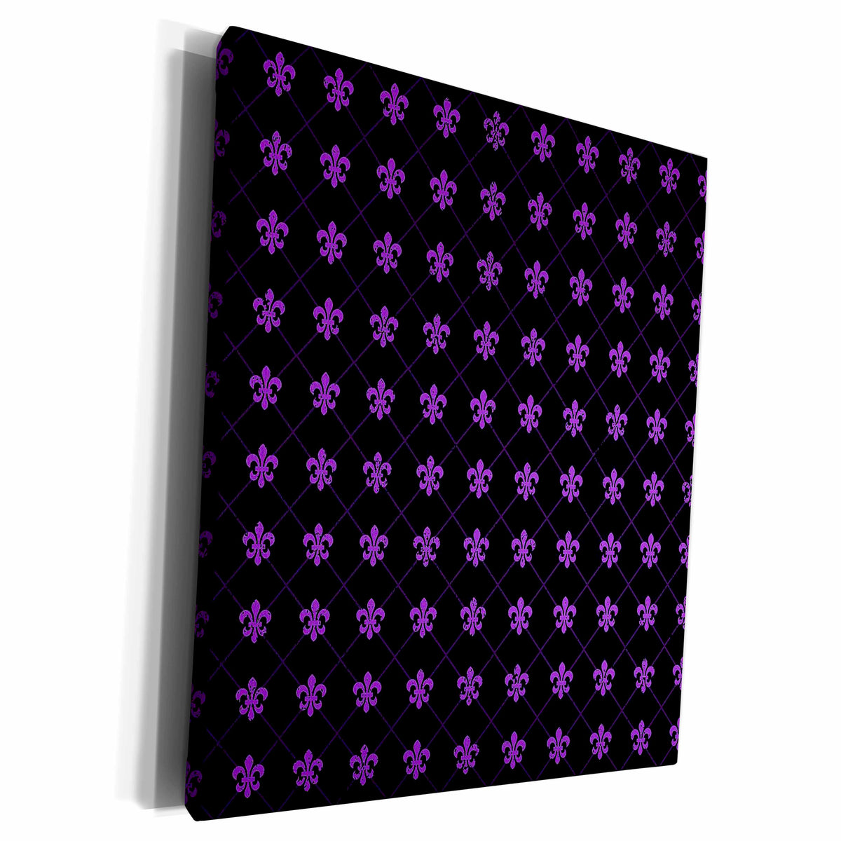 3dRose Dark Purple Diamond Background With Fleur De Lis... - Museum Grade Canvas Wrap (cw_124512)