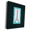 3dRose Turquoise Eiffel Tower On A Diamond Pattern Background - Museum Grade Canvas Wrap (cw_124525)