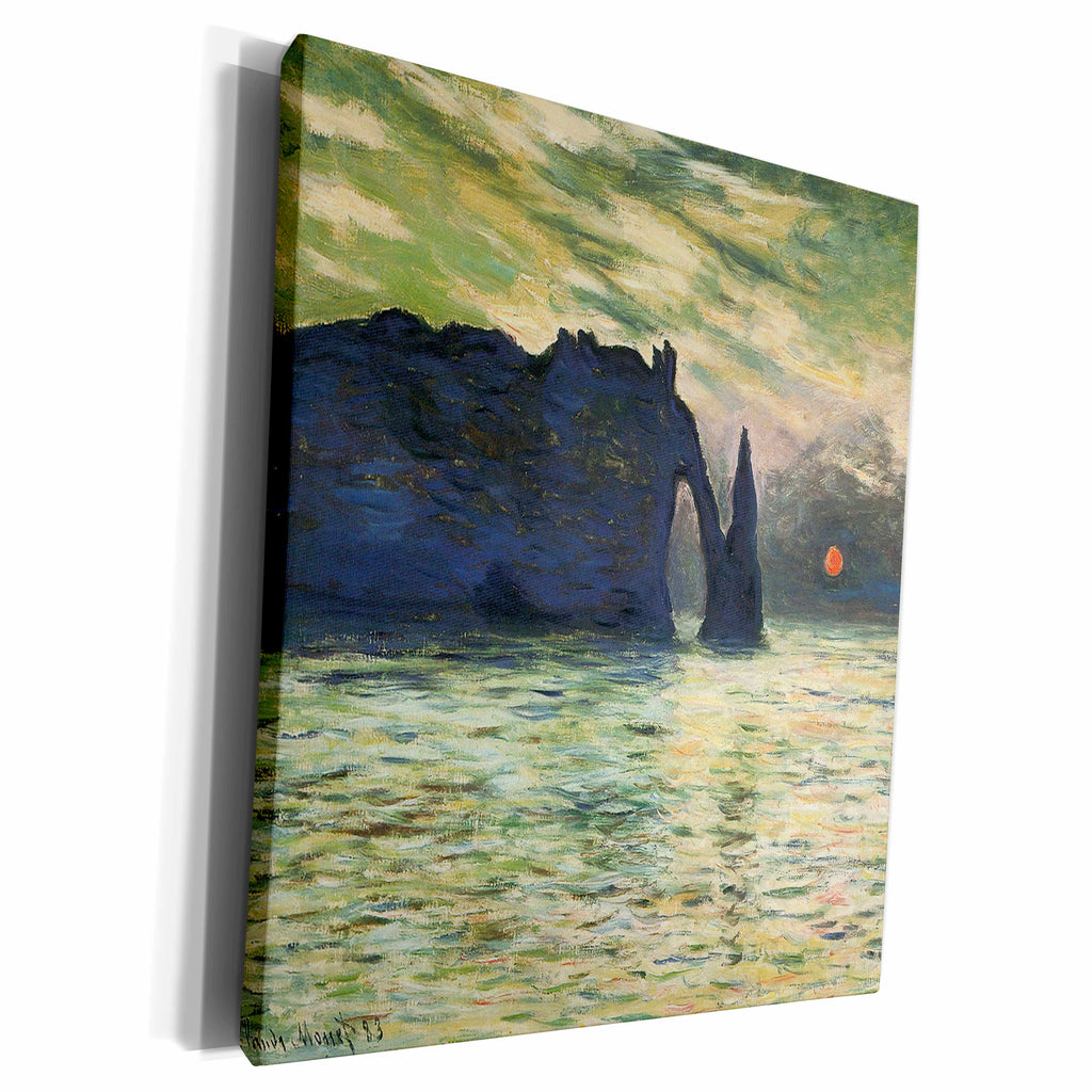 3dRose Etretat, Sunset by Claude Monet, 1883 - Museum Grade Canvas Wrap (cw_126604)