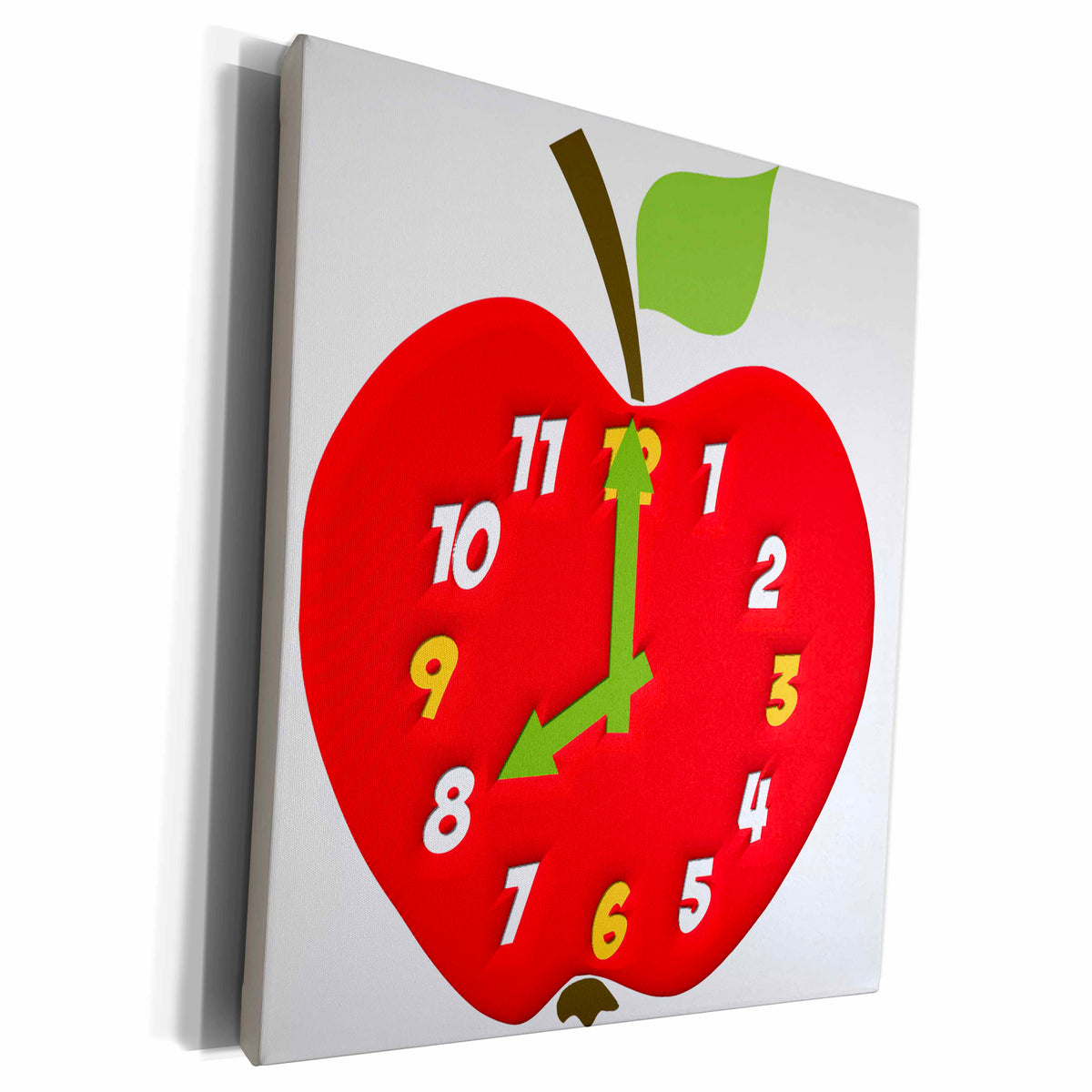 3dRose Edmond Hogge Jr Prints n Patterns - Red Apple Clock - Museum Grade Canvas Wrap (cw_127754)