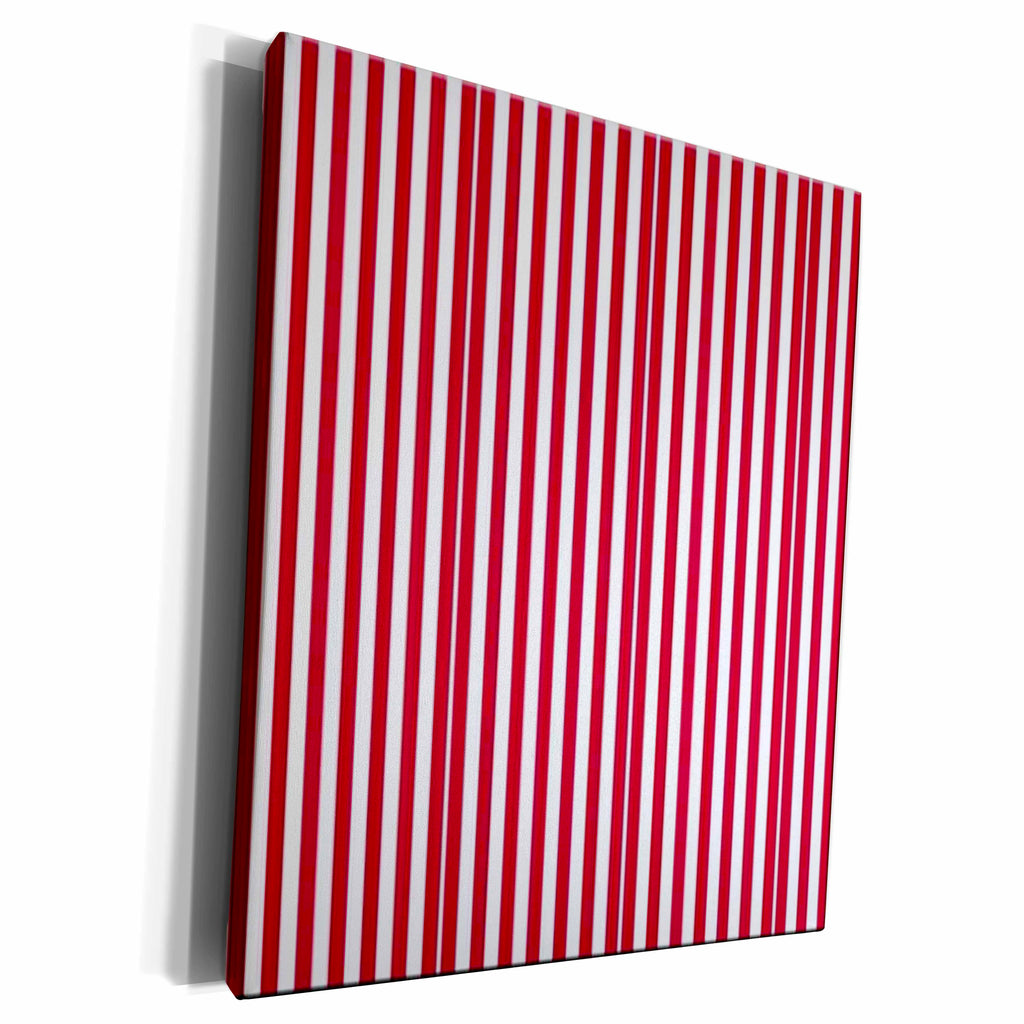3dRose Red and White Vertical Striped Pattern - Museum Grade Canvas Wrap (cw_130748)