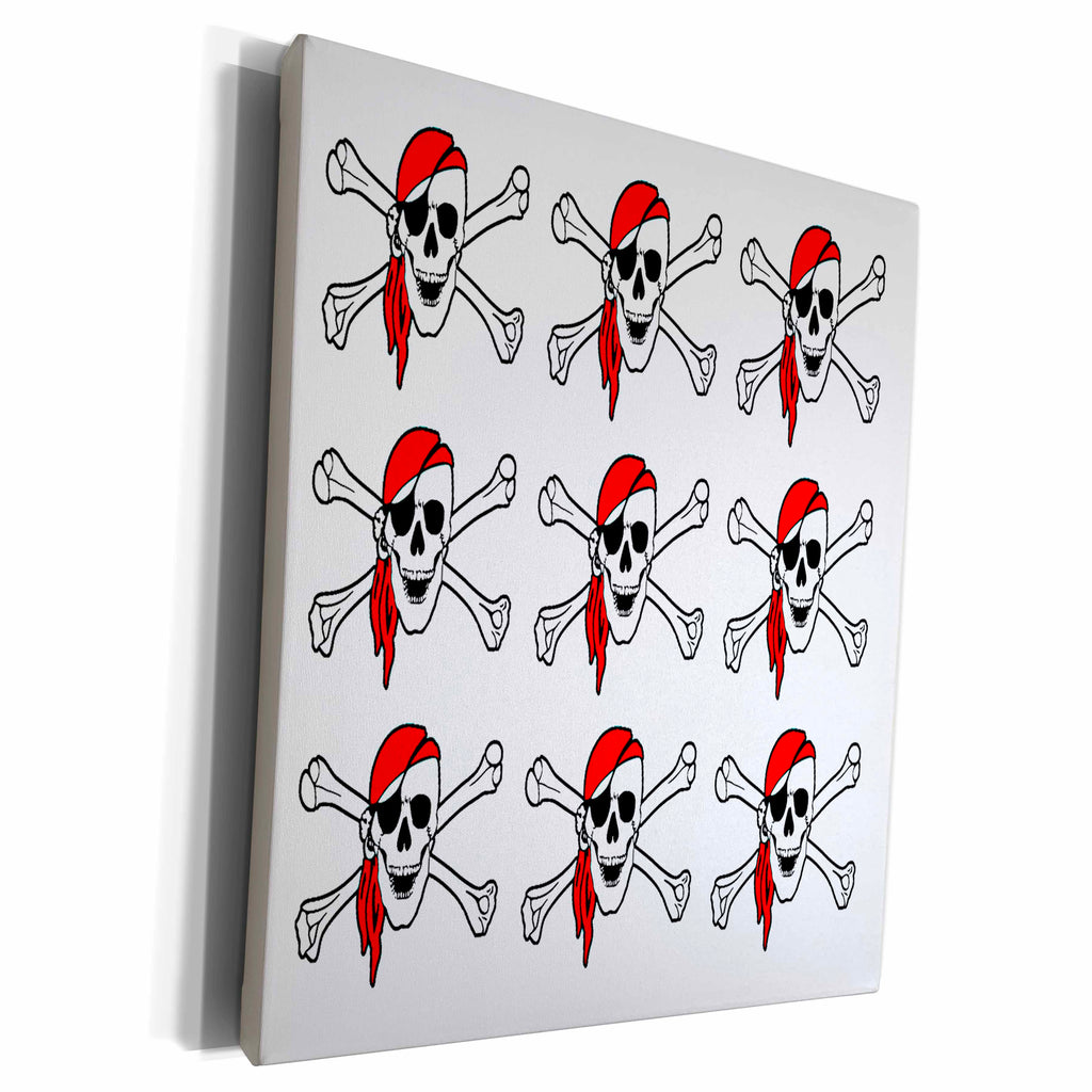 3dRose Pirate Skull and Bones Pattern - Museum Grade Canvas Wrap (cw_130868)