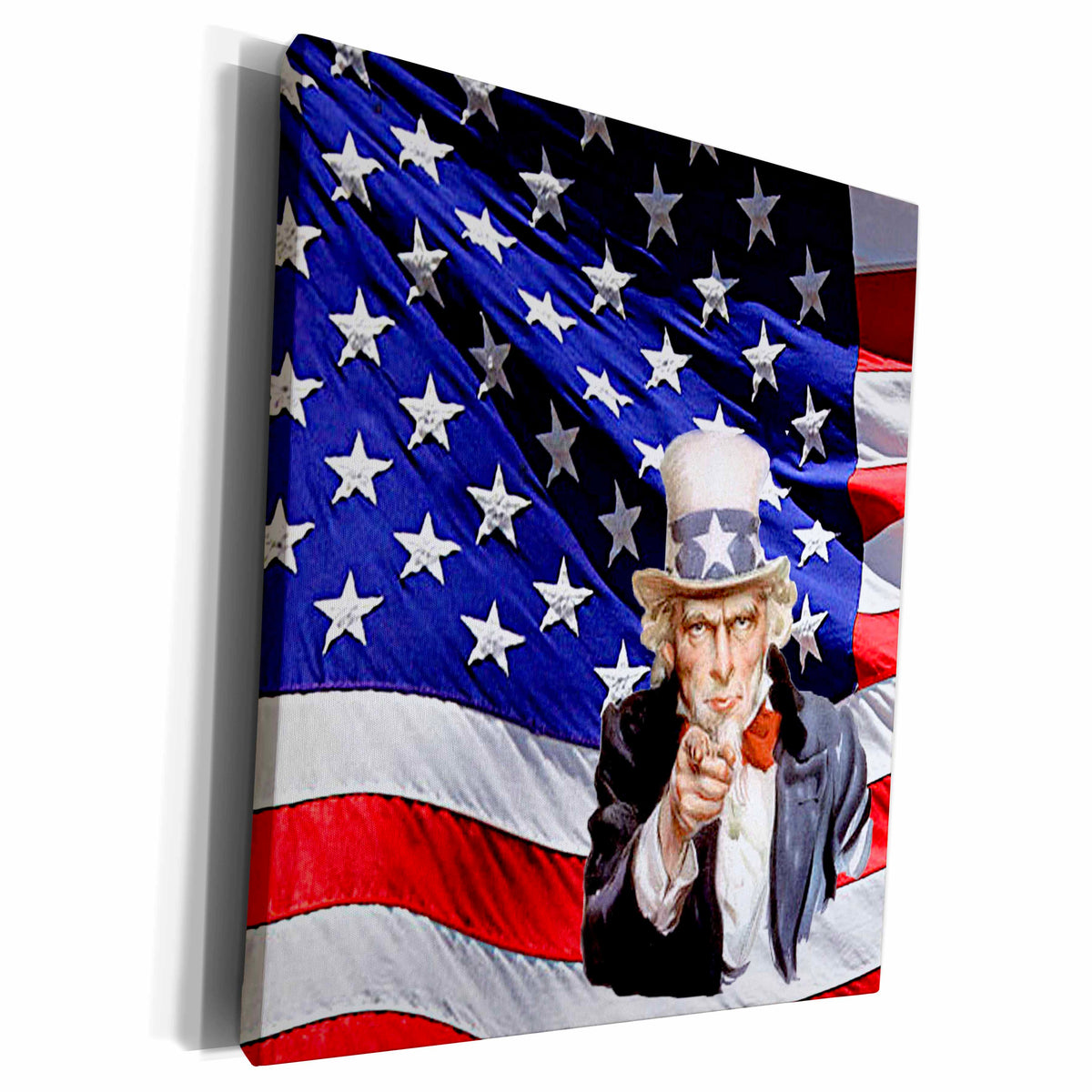 3dRose Uncle Sam and the American Flag - Museum Grade Canvas Wrap (cw_130872)