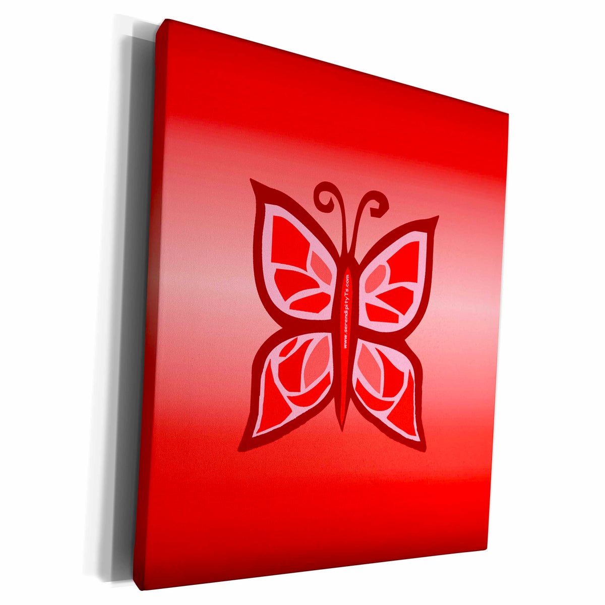 3dRose Deniska Designs Butterfly - Red Butterfly on Red - Museum Grade Canvas Wrap (cw_13097)