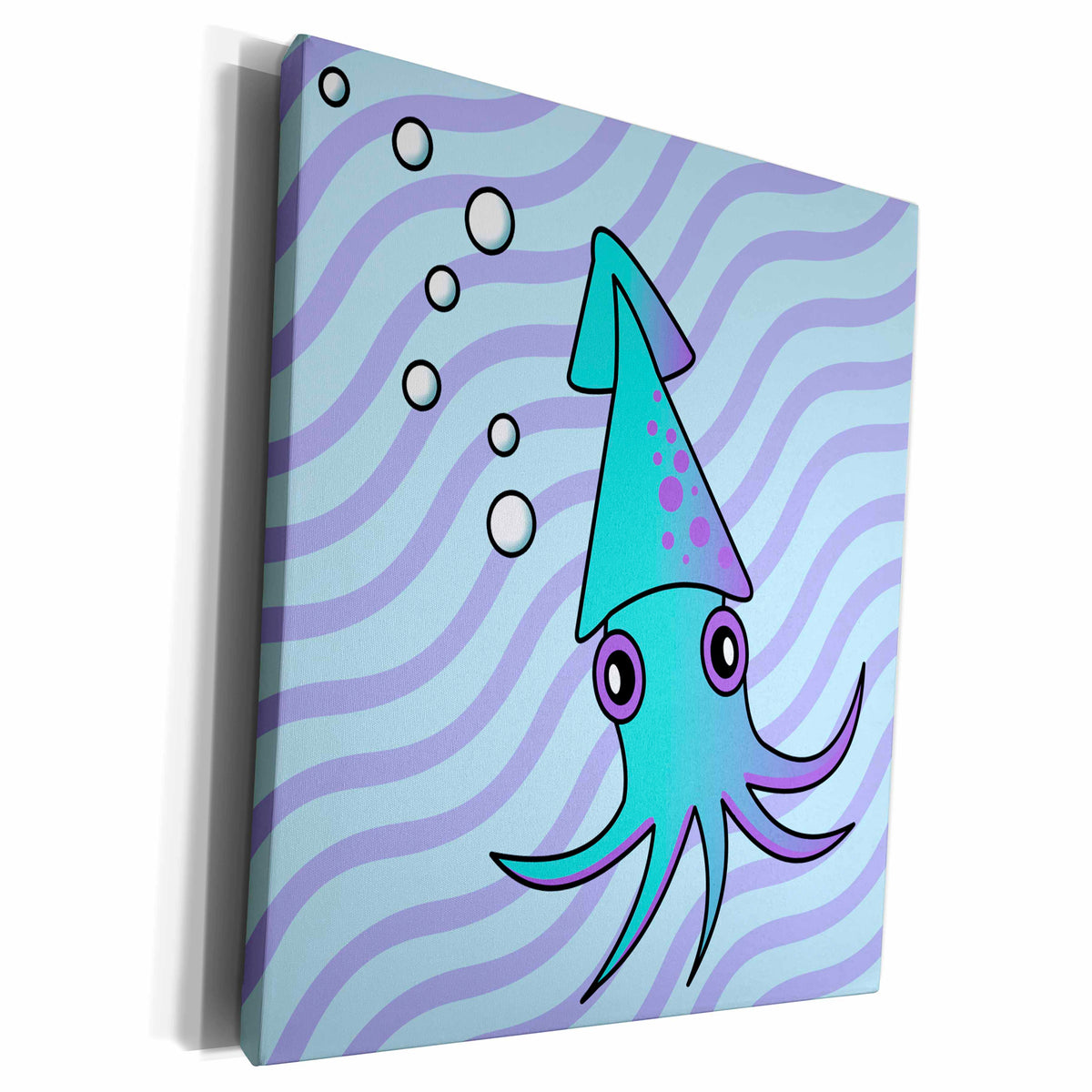 3dRose Cute Blue and Purple Squid - Museum Grade Canvas Wrap (cw_13789)