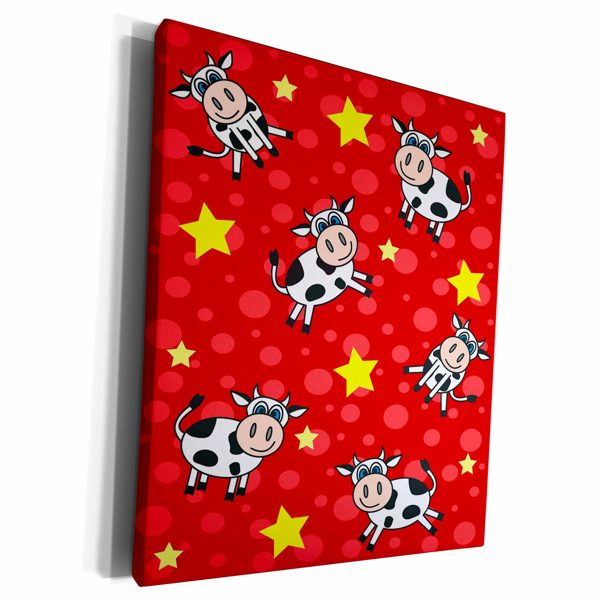 3dRose Happy Cow Boy Print Red - Museum Grade Canvas Wrap (cw_13845)