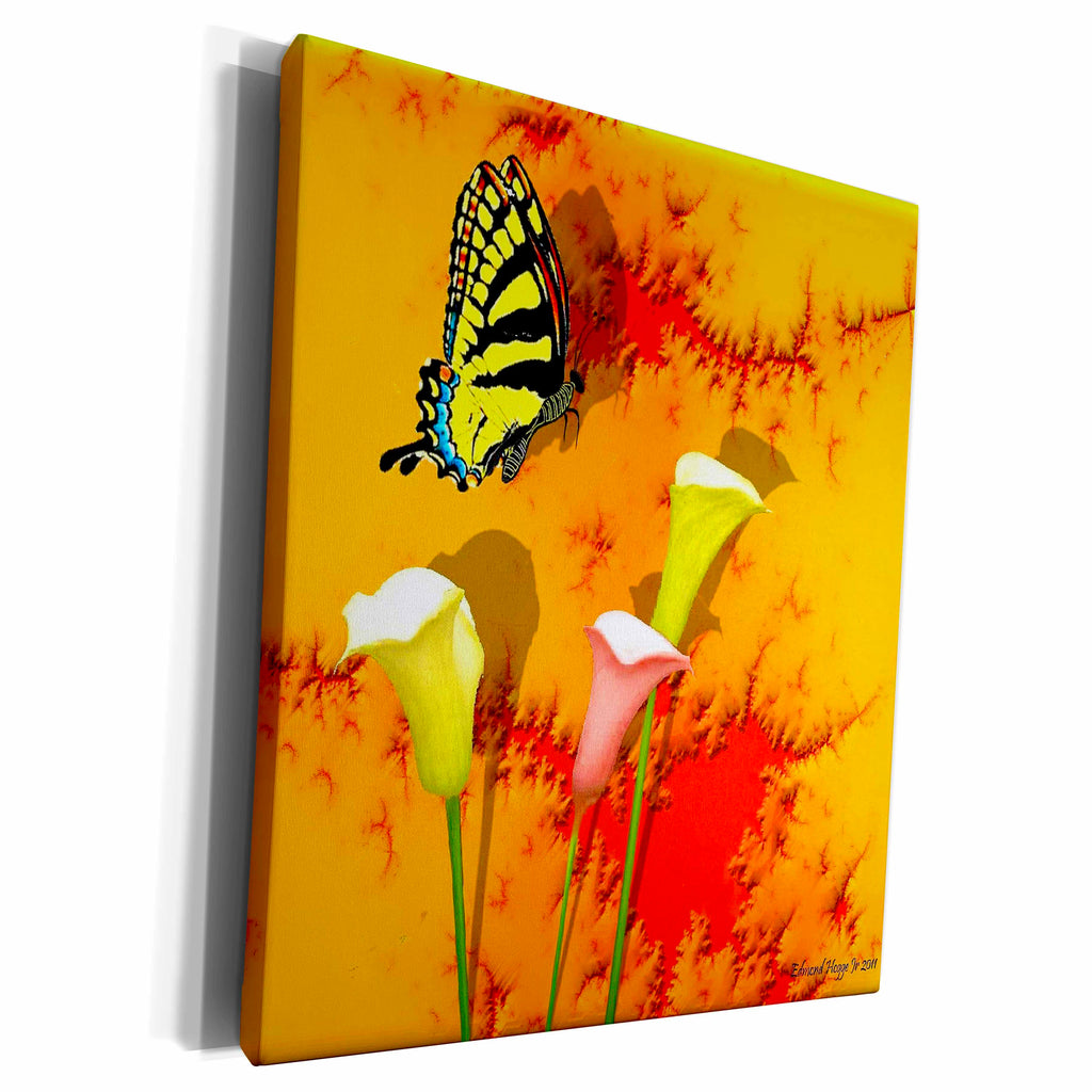 3dRose Swallowtails and Calla Lilies - Museum Grade Canvas Wrap (cw_14461)