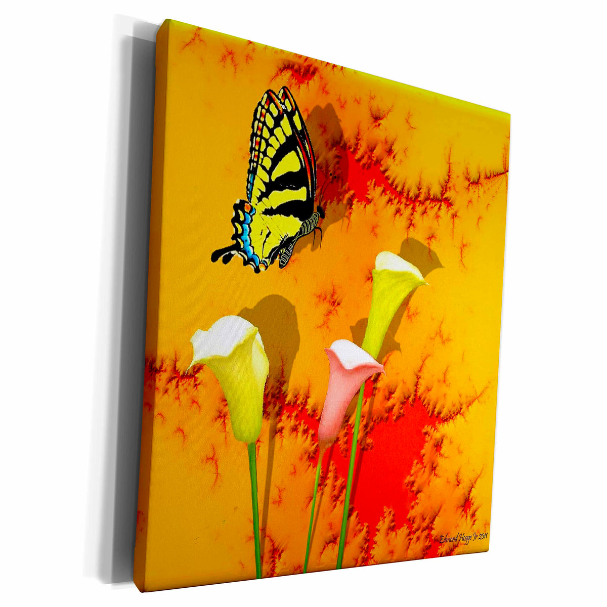 3dRose Swallowtails and Calla Lilies - Museum Grade Canvas Wrap (cw_14461)