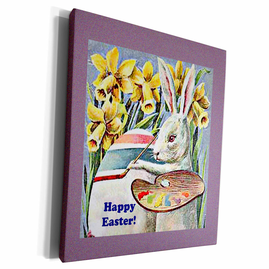 3dRose Sandy Mertens Easter Vintage - Easter Rabbit Artist - Museum Grade Canvas Wrap (cw_14777)
