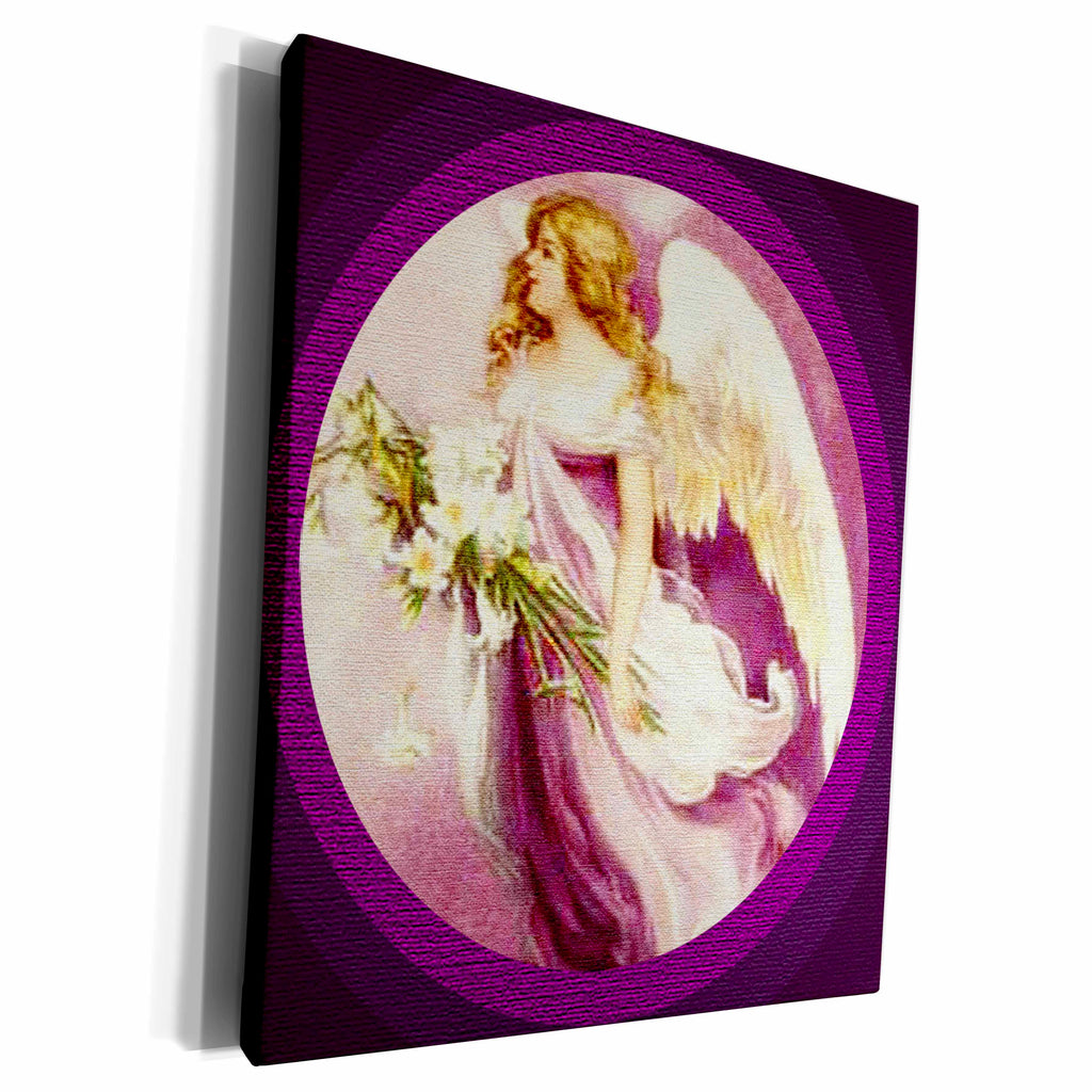 3dRose Sandy Mertens Easter Vintage - Easter Angel Textured - Museum Grade Canvas Wrap (cw_14783)