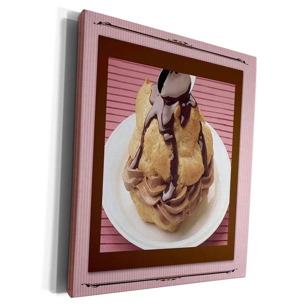 3dRose Chocolate Mousse Cream Puff - Museum Grade Canvas Wrap (cw_14834)