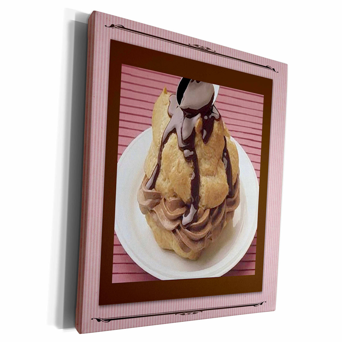 3dRose Chocolate Mousse Cream Puff - Museum Grade Canvas Wrap (cw_14834)