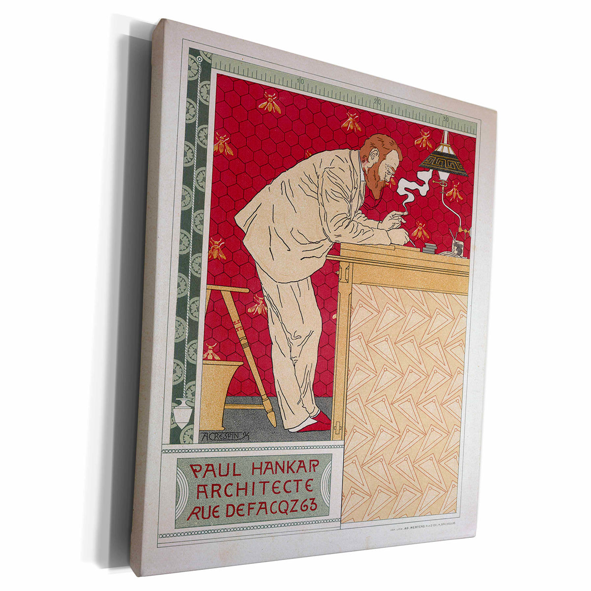 3dRose Vintage Paul Hankap Architecte Advertisement - Museum Grade Canvas Wrap (cw_149355)