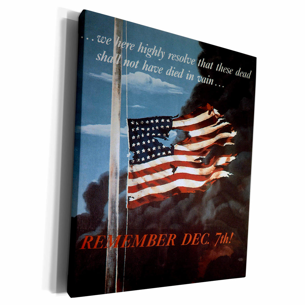 3dRose Vintage Remember Dec. 7th Pearl Harbor Poster - Museum Grade Canvas Wrap (cw_149475)
