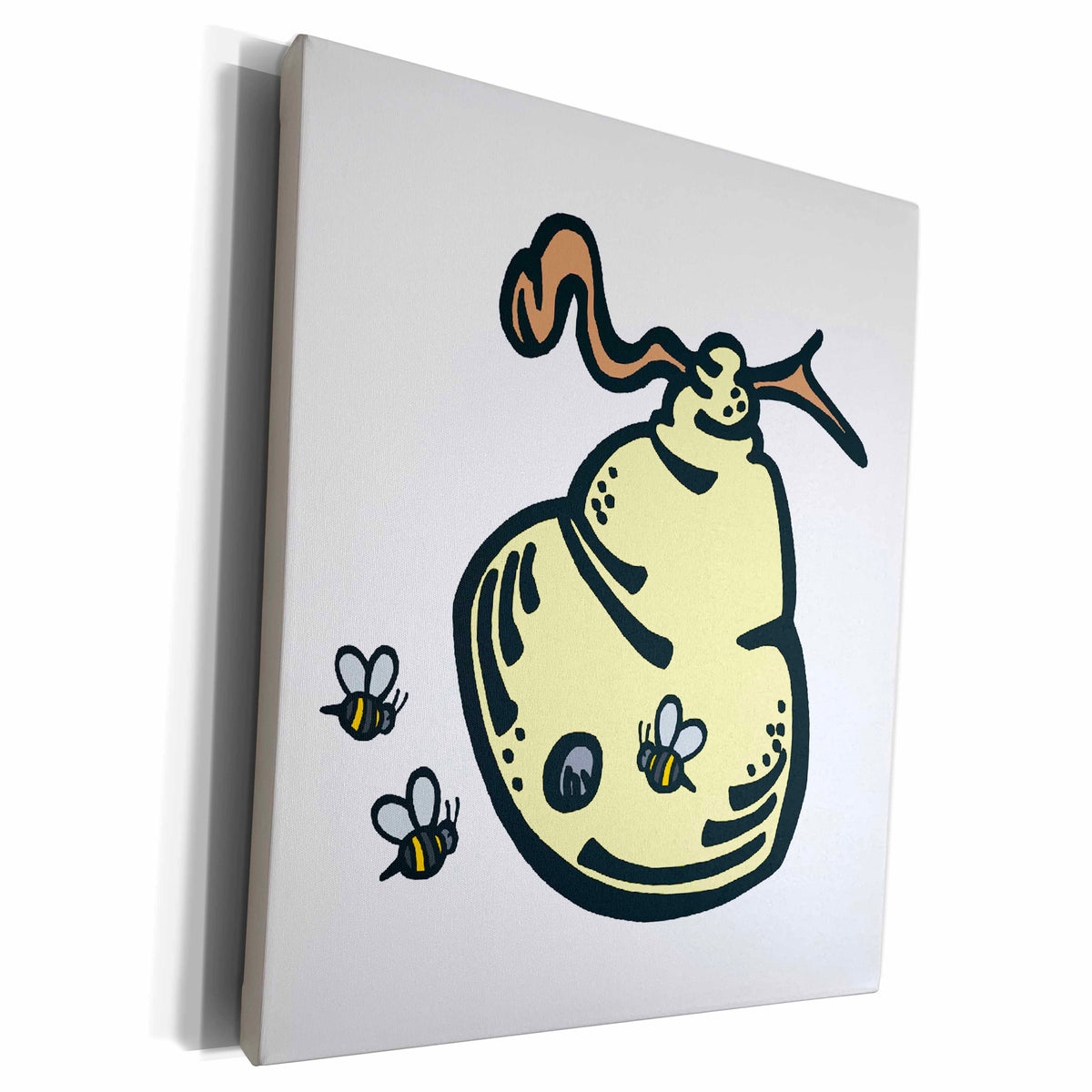 3dRose Cute Bee Hive And Bees Nature Summer Design - Museum Grade Canvas Wrap (cw_150064)
