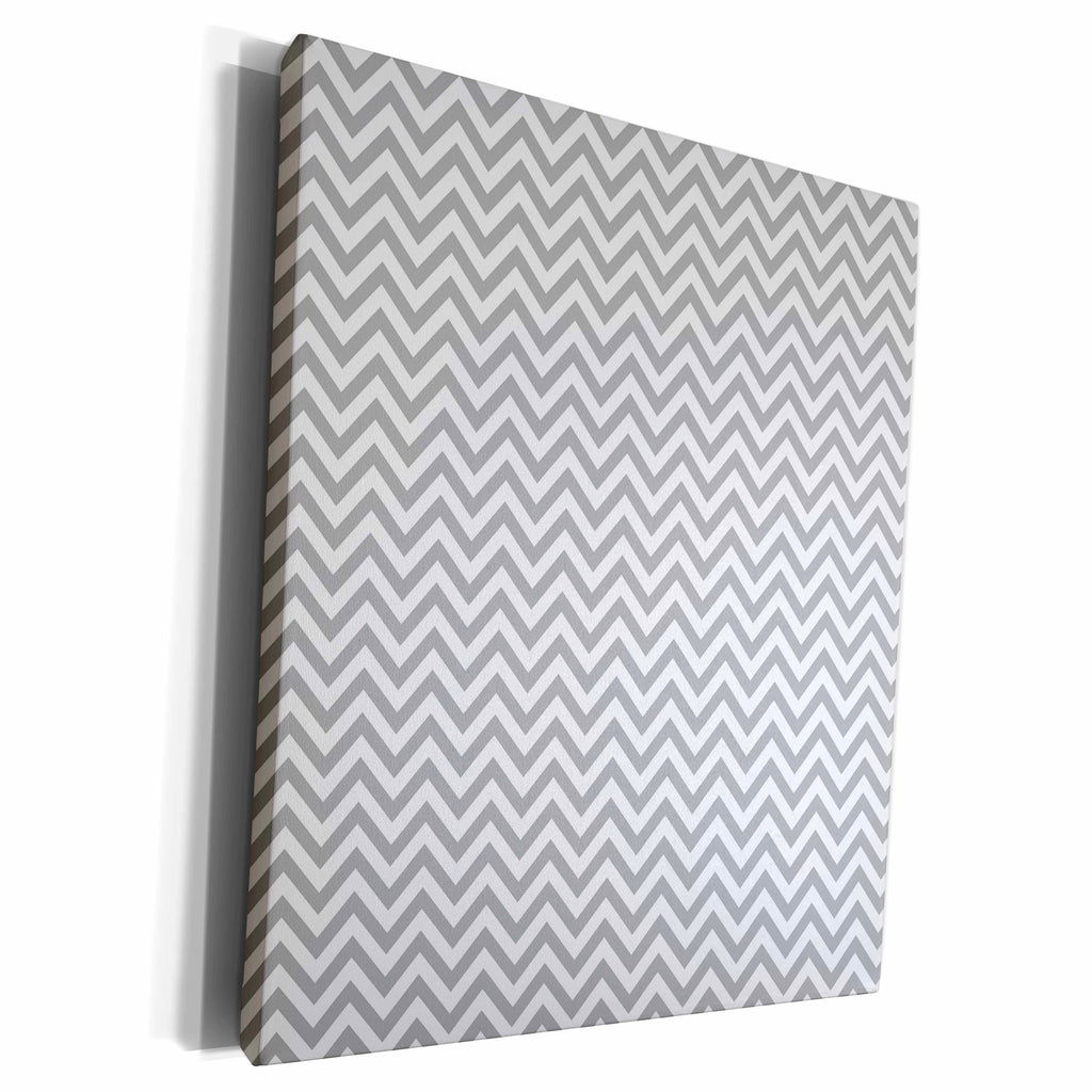 3dRose Grey and White Girly chic chevron zigzag - Museum Grade Canvas Wrap (cw_151980)