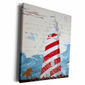 3dRose A Red and White Lighthouse With a Sea Wave. - Museum Grade Canvas Wrap (cw_152545)