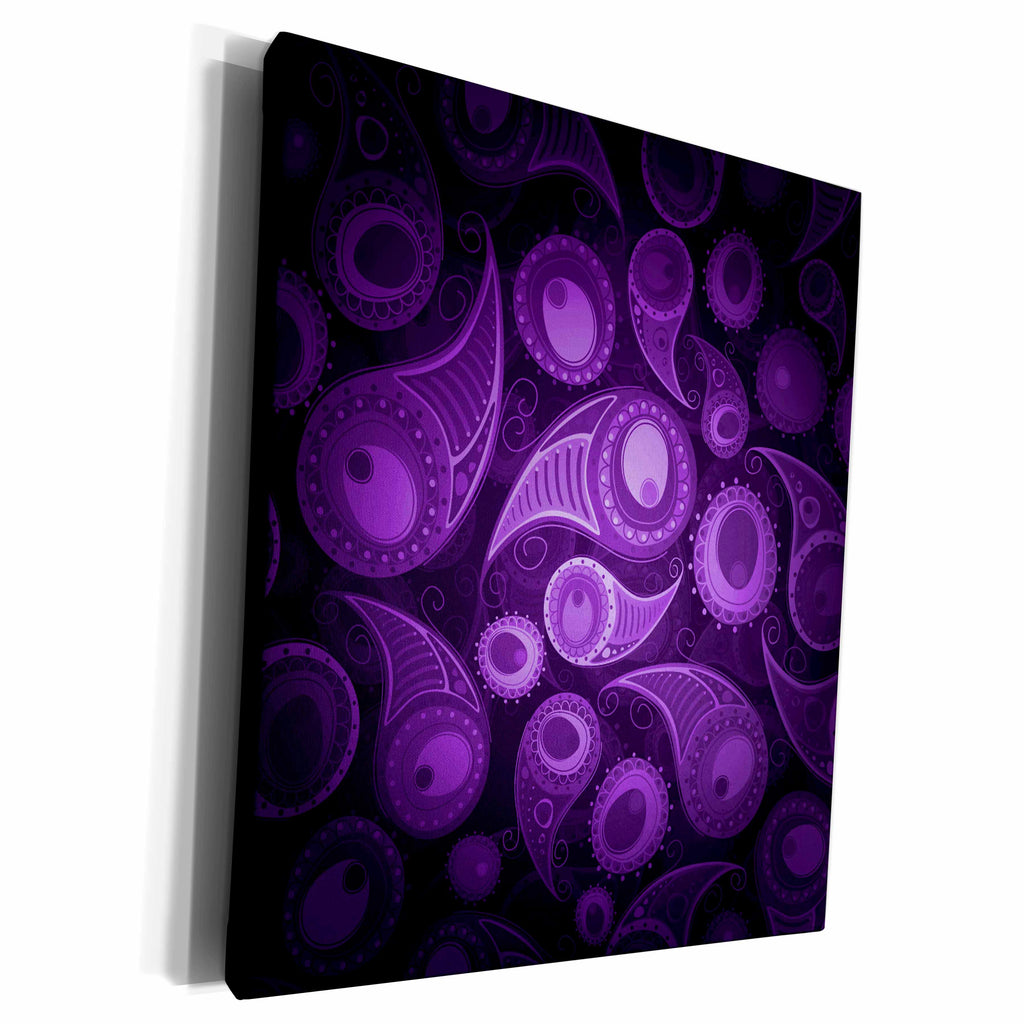 3dRose Purple Glowing Paisley Pattern - Museum Grade Canvas Wrap (cw_152847)