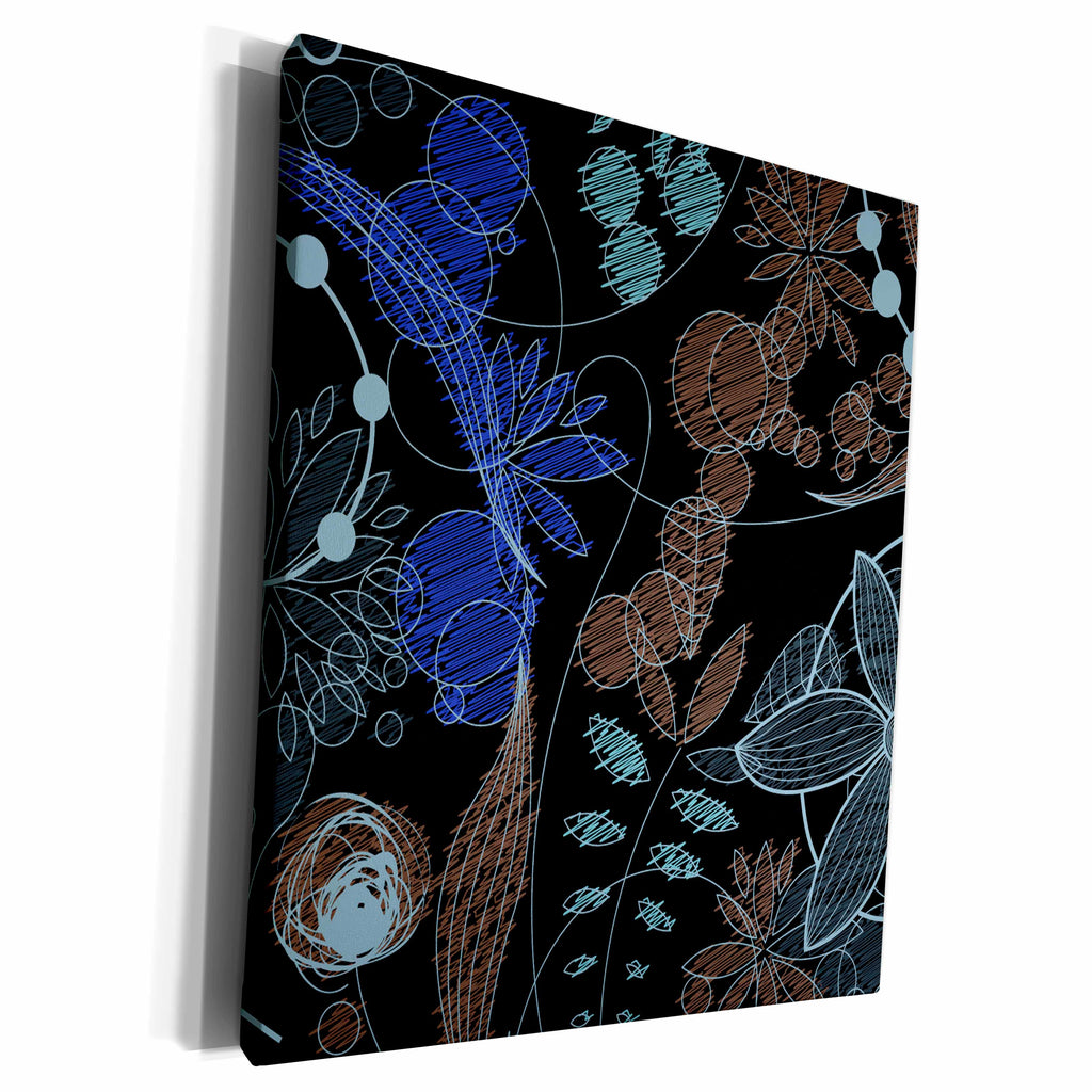 3dRose Cute Blue, Brown, and Turquoise Scribble Flower... - Museum Grade Canvas Wrap (cw_153012)