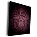 3dRose Deep Eggplant Purple Glowing Damask Pattern - Museum Grade Canvas Wrap (cw_153076)