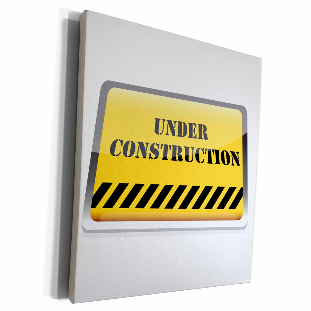 3dRose A Yellow Under Construction Sign - Museum Grade Canvas Wrap (cw_153121)