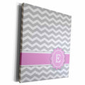 3dRose Letter E monogrammed on grey and white chevron with... - Museum Grade Canvas Wrap (cw_154250)