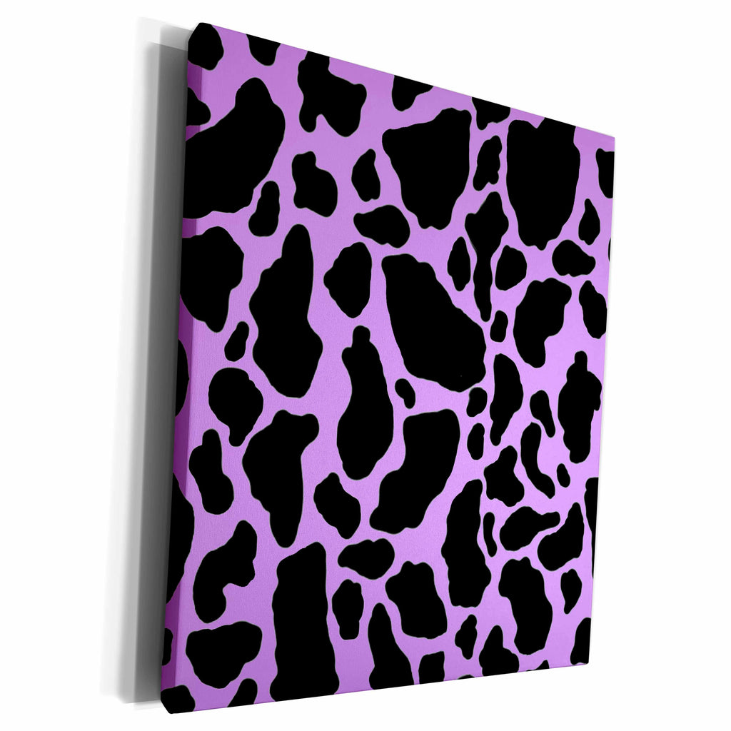 3dRose Purple and White Cow Print - Museum Grade Canvas Wrap (cw_15427)