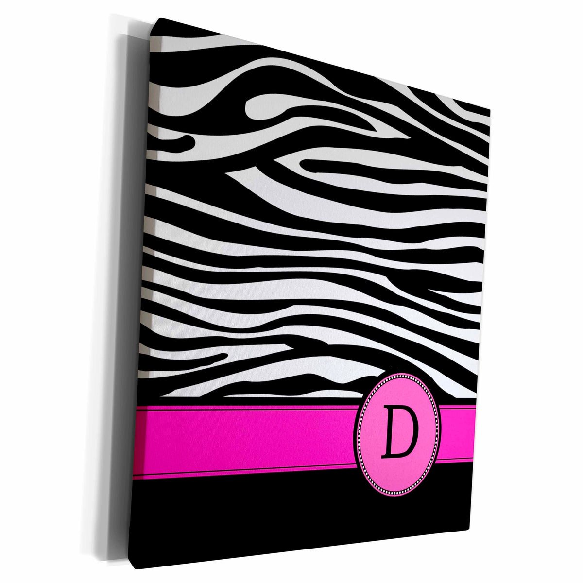3dRose Letter D monogrammed black and white zebra stripes... - Museum Grade Canvas Wrap (cw_154275)