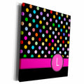 3dRose Letter L monogrammed on rainbow polka dots pattern... - Museum Grade Canvas Wrap (cw_154309)