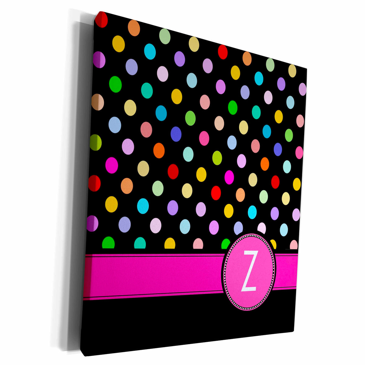 3dRose Letter Z monogrammed on rainbow polka dots pattern... - Museum Grade Canvas Wrap (cw_154323)