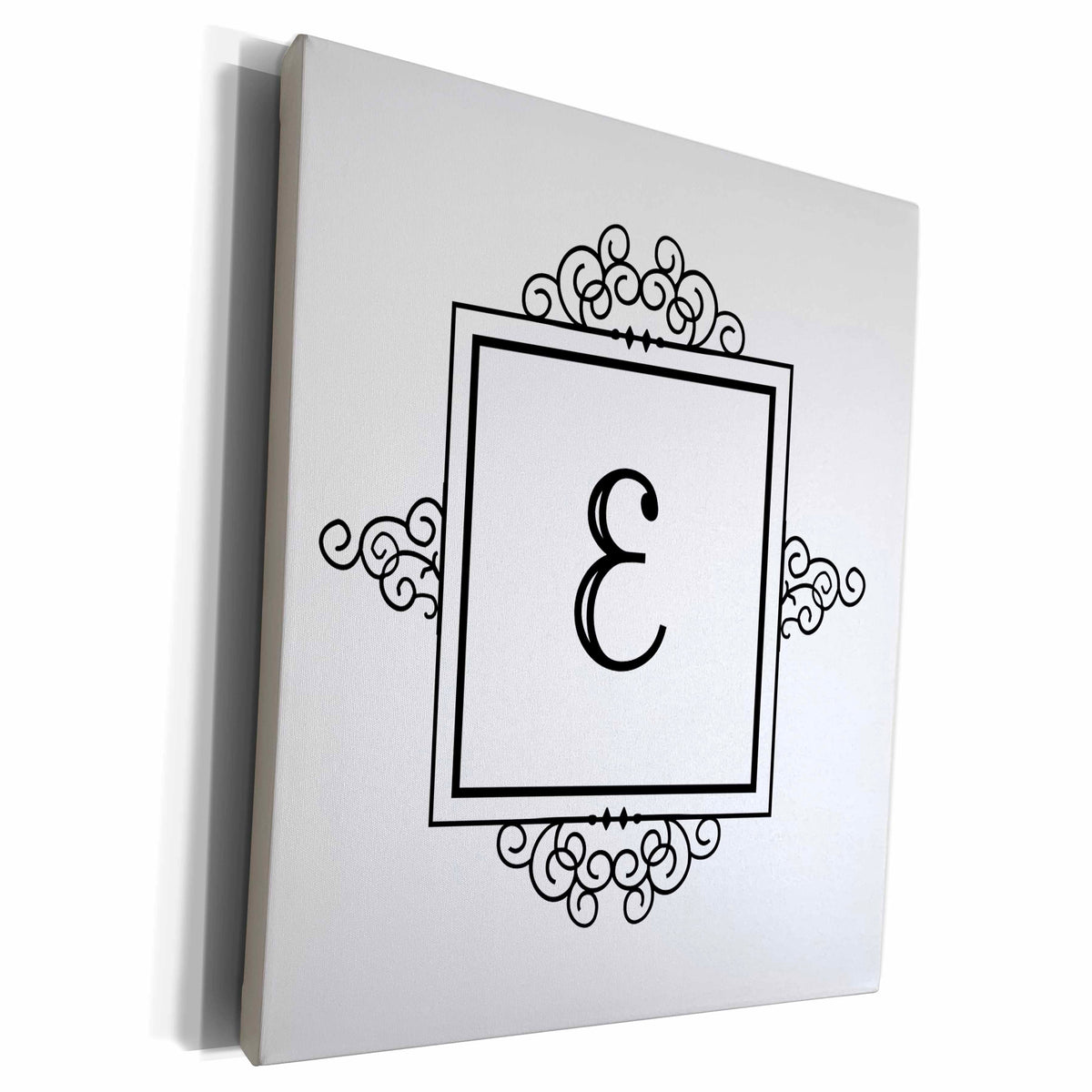 3dRose Initial letter E personal monogrammed fancy black and... - Museum Grade Canvas Wrap (cw_154328)