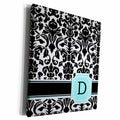 3dRose Letter D personal monogrammed mint blue black and... - Museum Grade Canvas Wrap (cw_154353)
