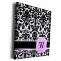 3dRose Personal initial W monogrammed pink black and white... - Museum Grade Canvas Wrap (cw_154398)