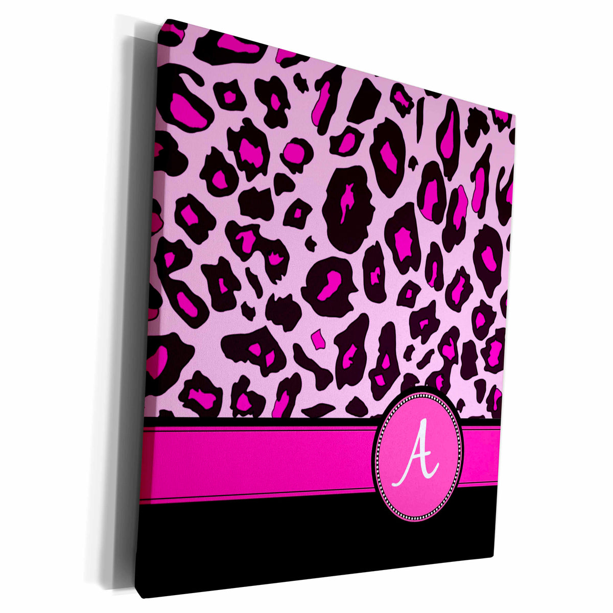 3dRose Personalized initial A monogrammed hot pink and black... - Museum Grade Canvas Wrap (cw_154402)