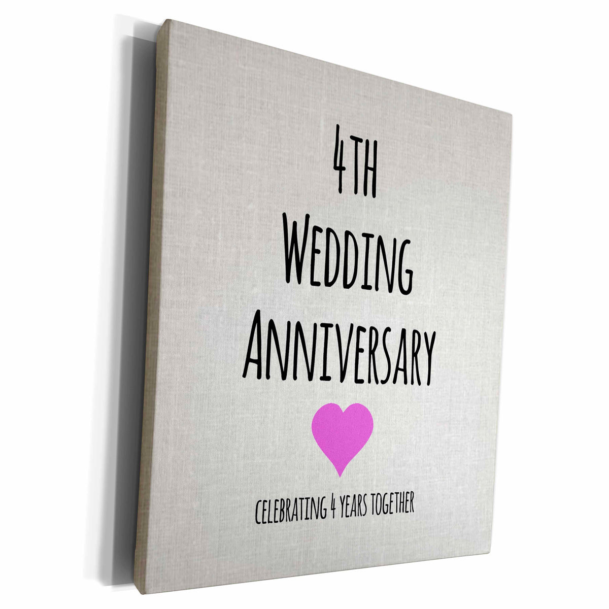 3dRose Museum Grade Canvas Wrap - 4th Wedding Celebrating 4 Years Linen Design