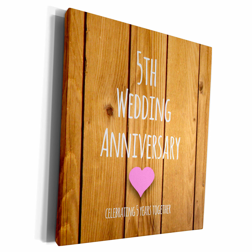 3dRose Museum Grade Canvas Wrap - 5th Wedding Celebration in Wood Collection
