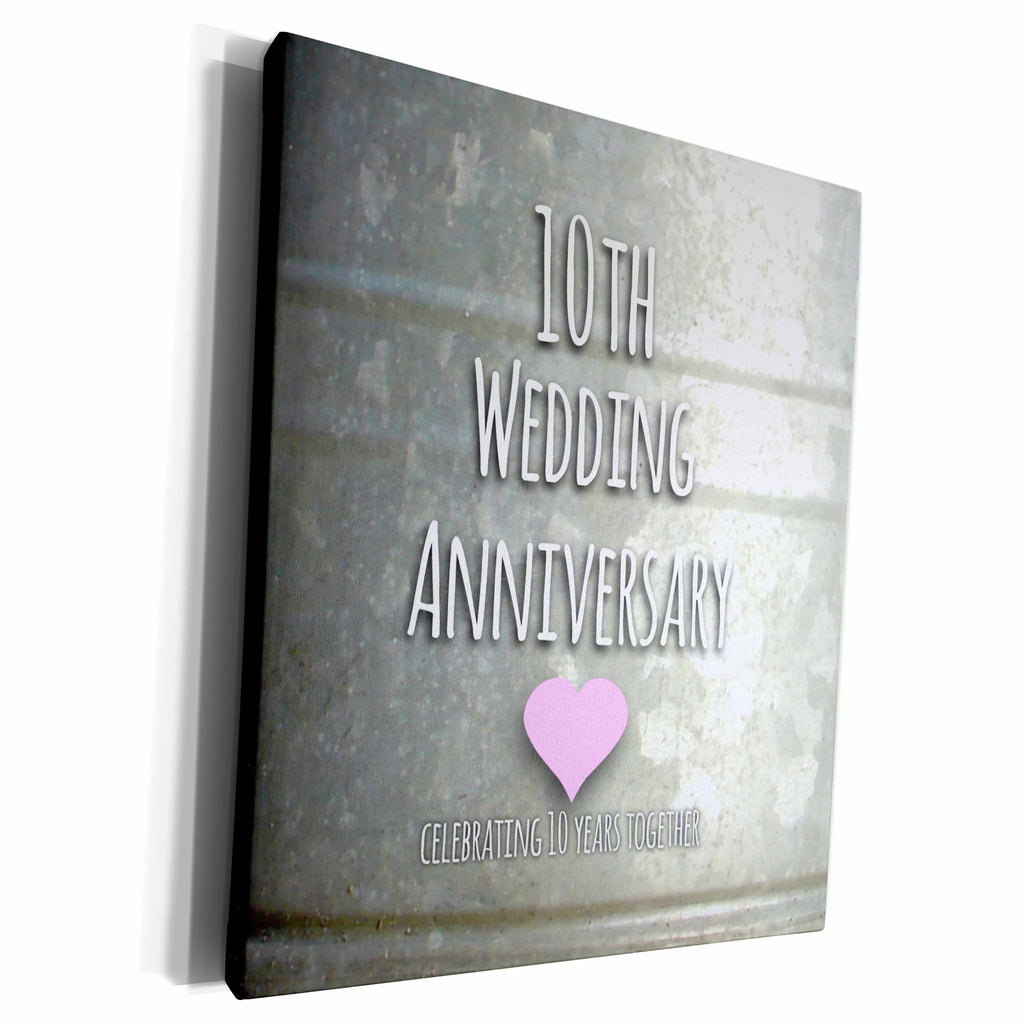 3dRose Museum Grade Canvas Wrap - Tin Celebrating 10 Years, 10th Wedding Celebration