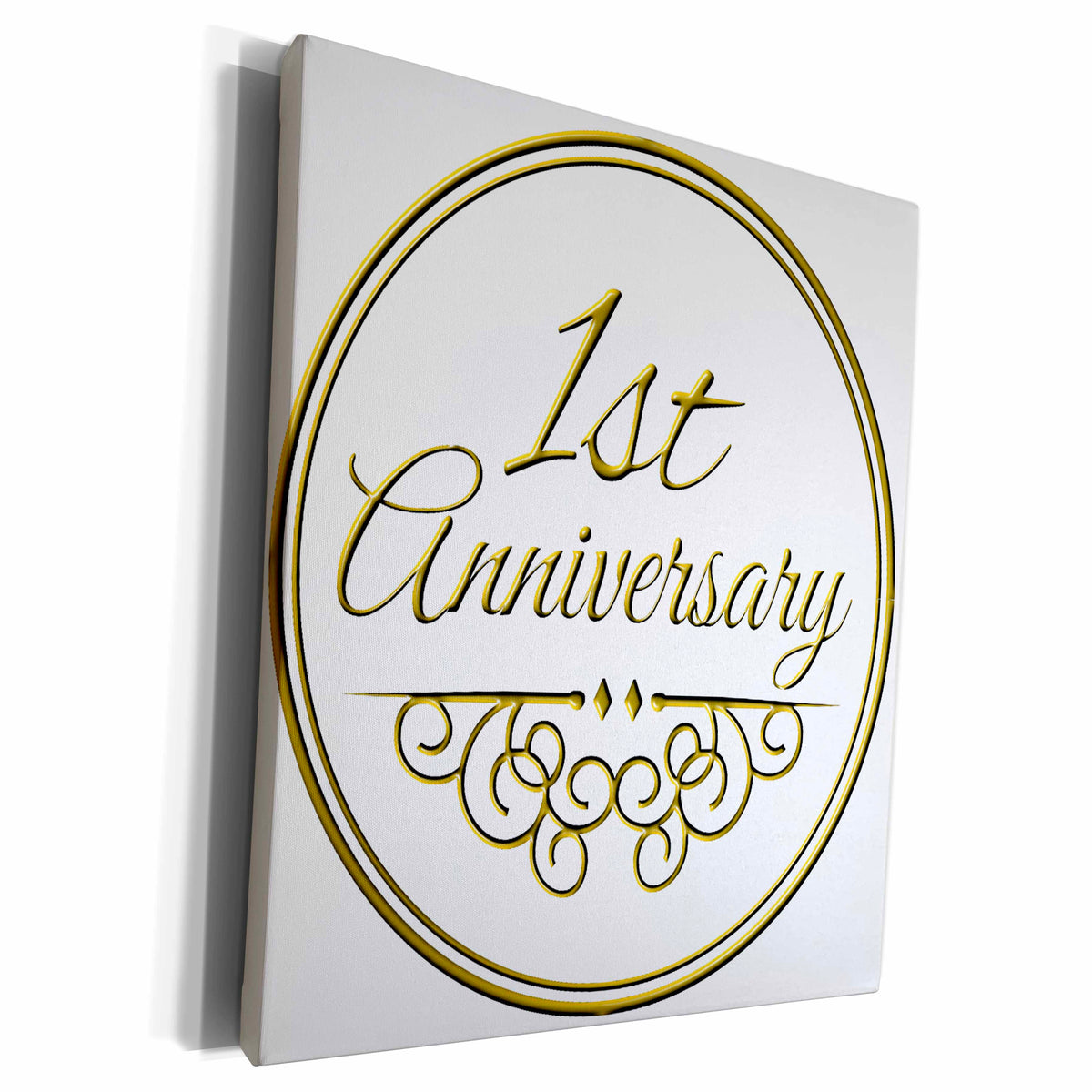 Museum Grade Canvas Wrap - Gold Text for Celebrating 1st Milestone - 3dRose Collection
