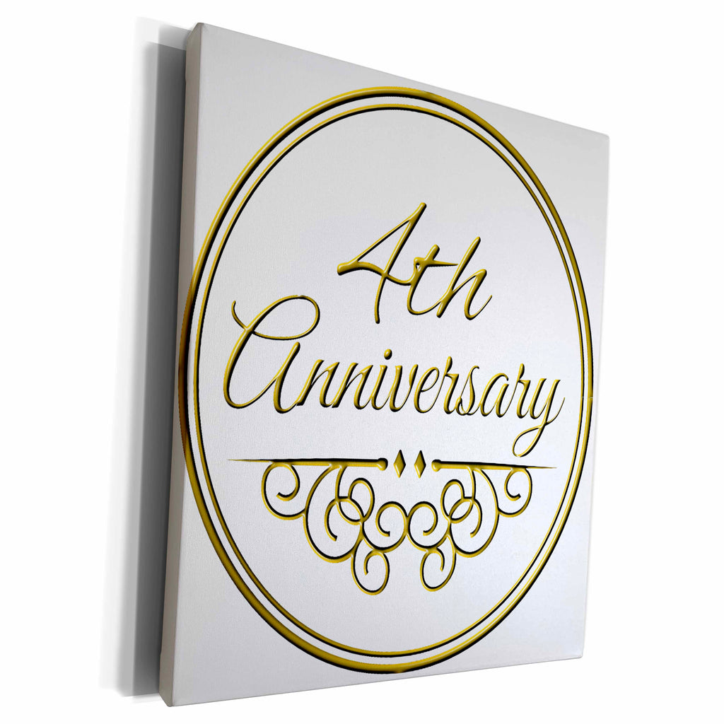 3dRose Museum Grade Canvas Wrap - 4th Celebration Gold Text