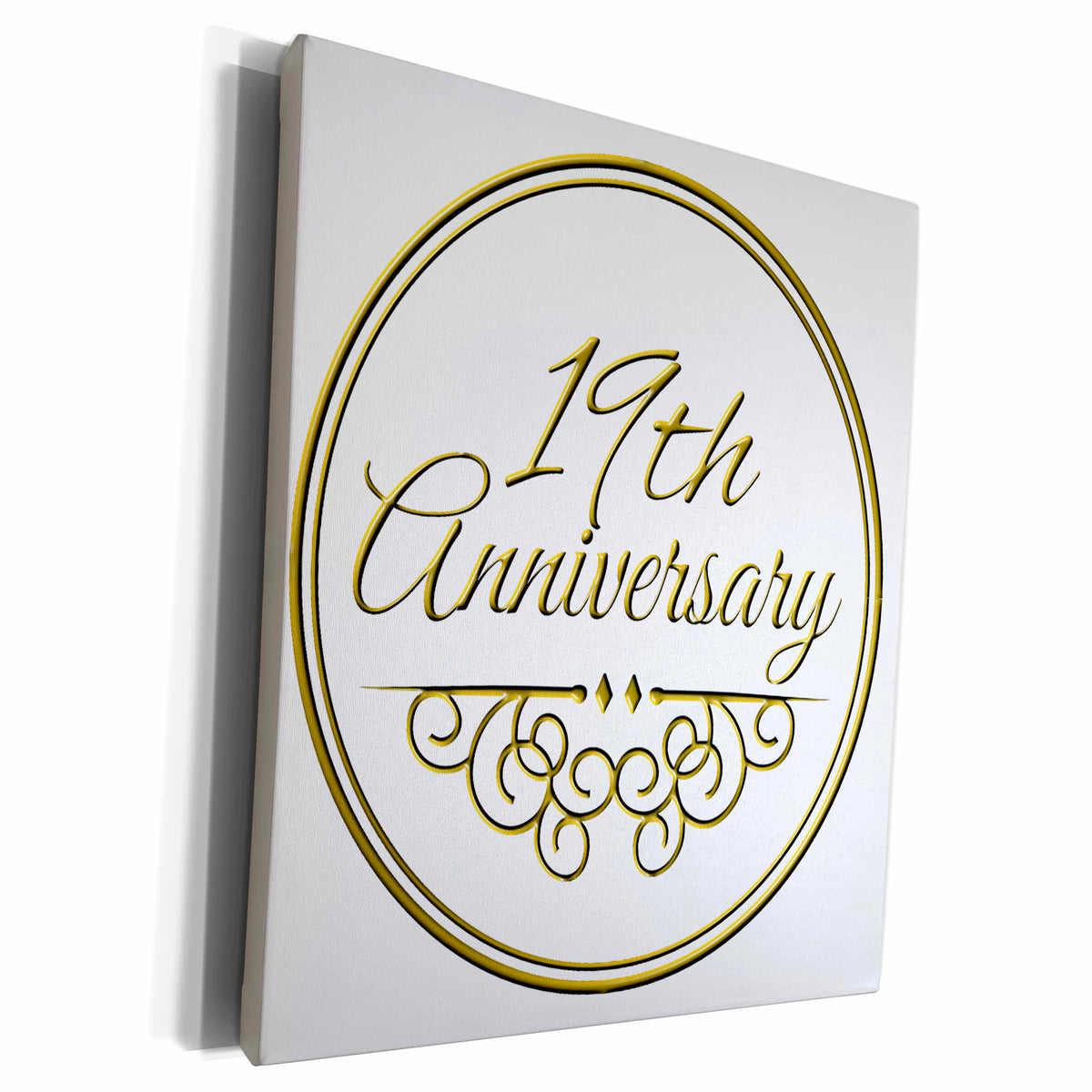 3dRose Museum Grade Canvas Wrap 19th Celebration - Gold Text - Museum Collection