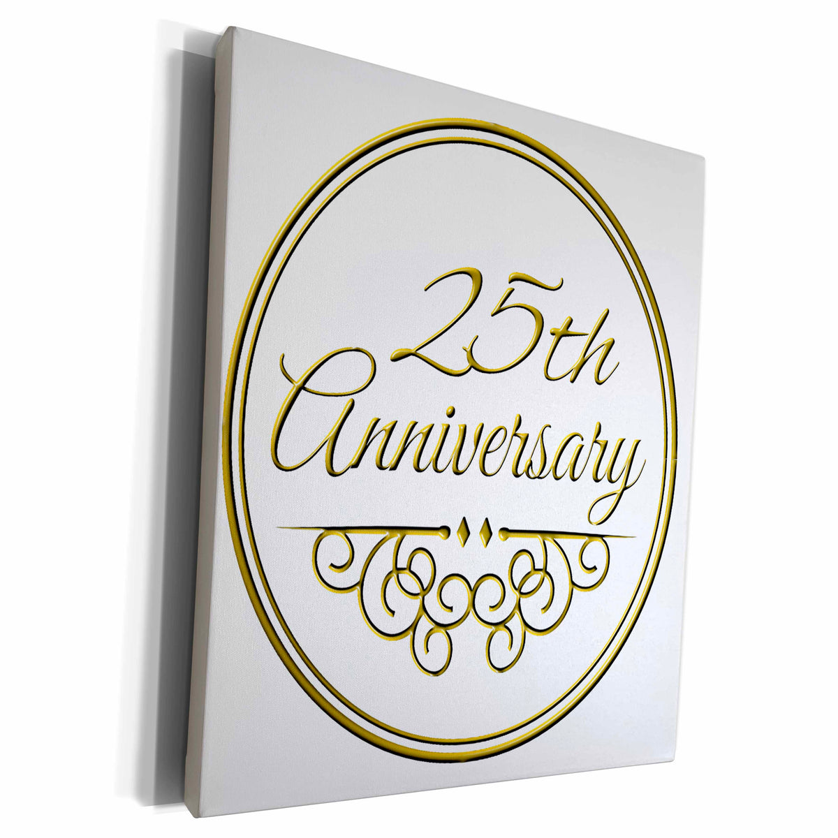 Museum Grade Canvas Wrap - Gold Text for Celebrating 25 Years - 3dRose Collection