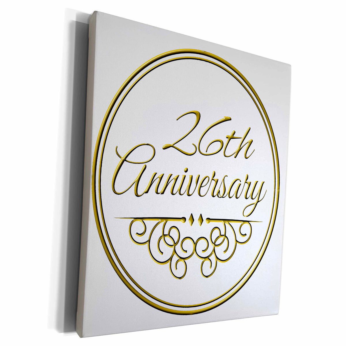 3dRose Museum Grade Canvas Wrap - Gold Text Celebrating 26 years Product